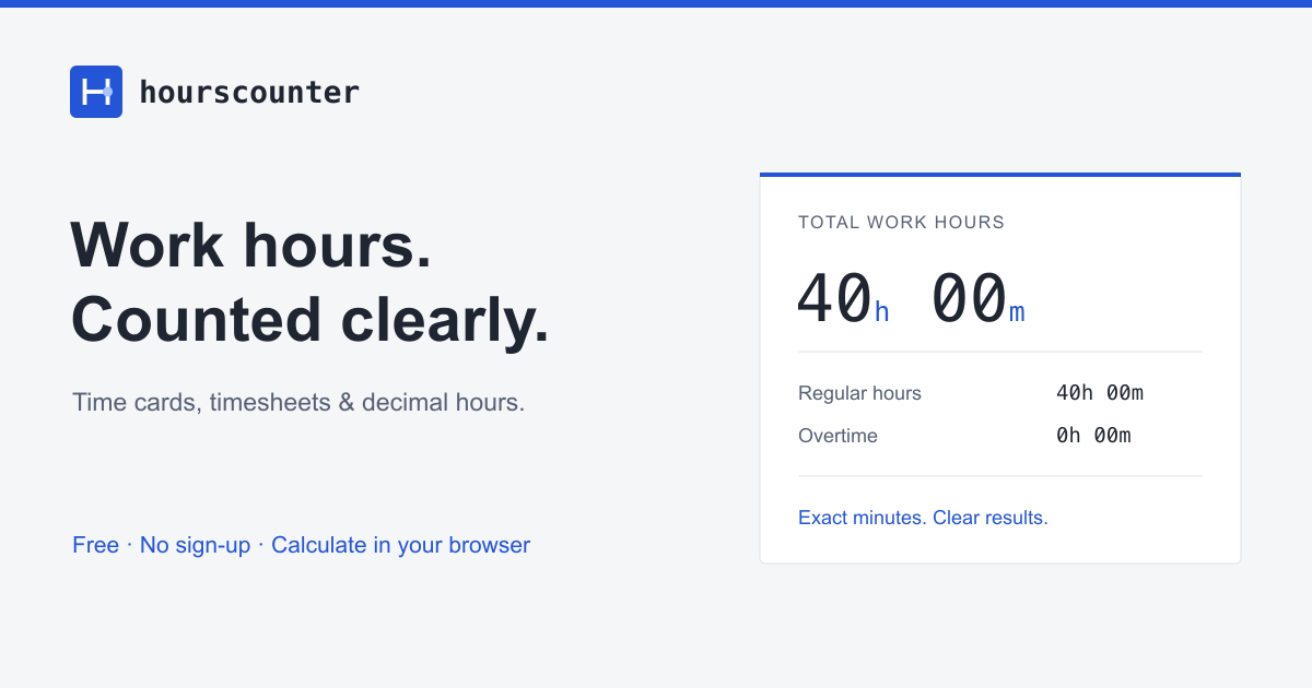 Time Clock Calculator – Hours & Pay | HoursCounter